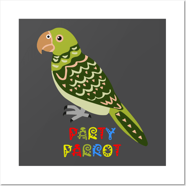 Green Quaker Fiesta Party Parrot Wall Art by PureJoyCraft